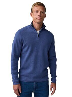 Mack Weldon Mens Tech Linen Quarter-Zip Sweater Blue Lagoon Size S preppy club